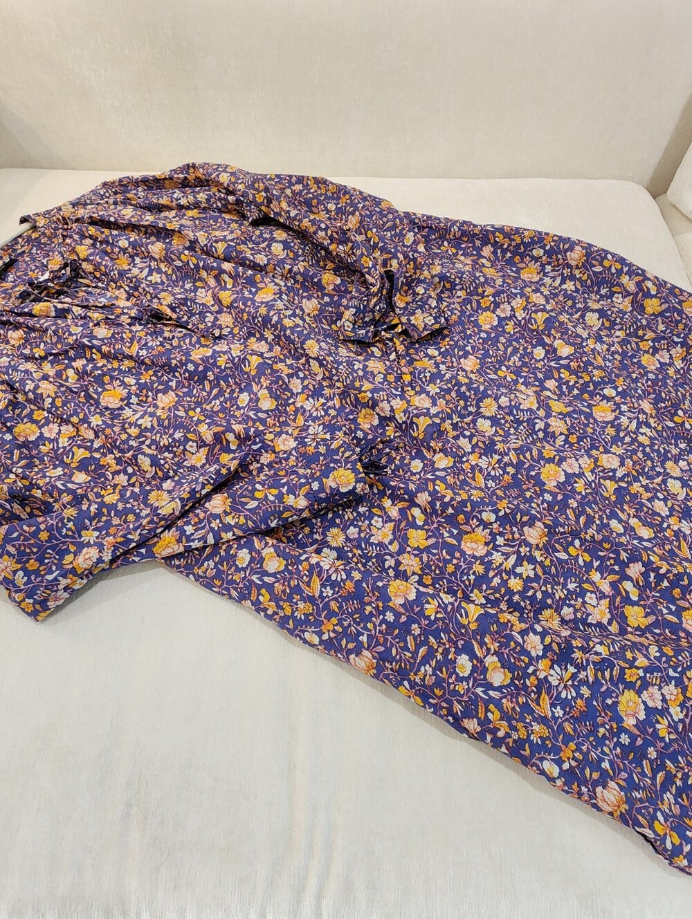 J. Crew Tunic Beach Dress Midnight Floral Large 100% Cotton - Picture 6 of 7